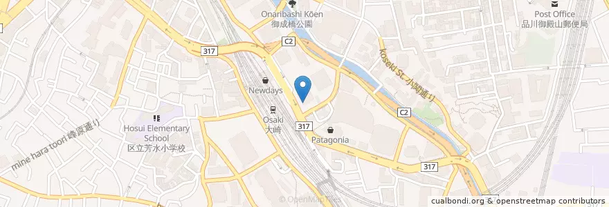 Mapa de ubicacion de 大崎駅前郵便局 en Japonya, 東京都, 品川区.