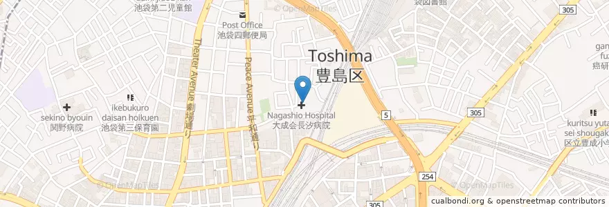 Mapa de ubicacion de 大成会長汐病院 en Japon, Tokyo, 豊島区.