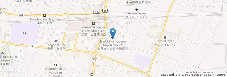 Mapa de ubicacion de 大日会小金井太陽病院 en Giappone, Tokyo, 小金井市.