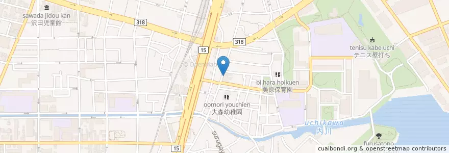 Mapa de ubicacion de 大森東一郵便局 en Japón, Tokio, Ota.