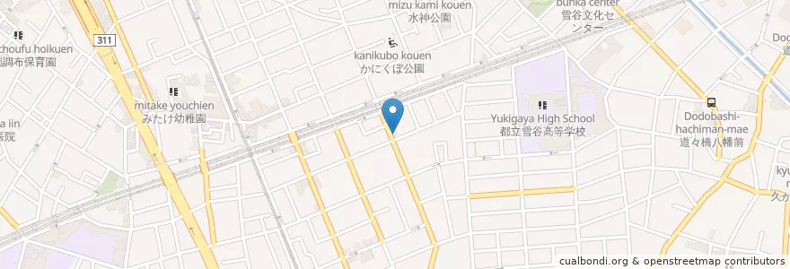 Mapa de ubicacion de 大田東嶺町郵便局 en 日本, 東京都, 大田区.