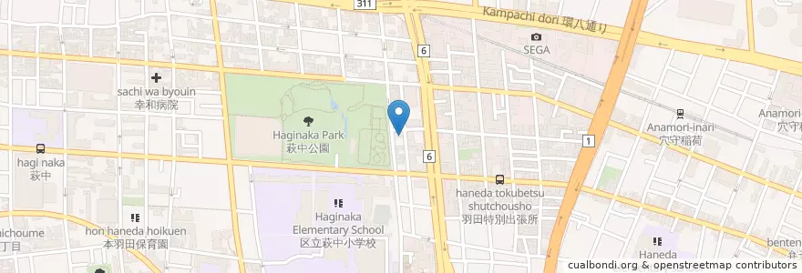 Mapa de ubicacion de 大田萩中三郵便局 en Japan, Tokio, 大田区.