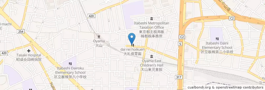 Mapa de ubicacion de 大礼保育園 en Japan, Tokio, 板橋区.