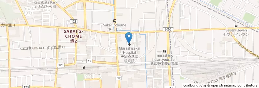 Mapa de ubicacion de 天誠会武蔵境病院 en Japon, Tokyo.