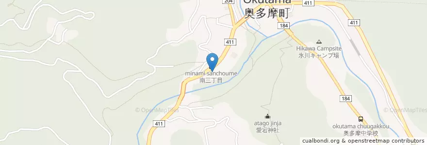 Mapa de ubicacion de 奥多摩郵便局 en Giappone, Tokyo, 西多摩郡, 奥多摩町.