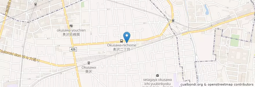 Mapa de ubicacion de 奥沢保育園 en ژاپن, 東京都, 目黒区.