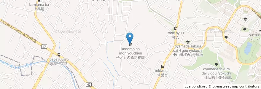 Mapa de ubicacion de 子どもの森幼稚園 en ژاپن, 東京都, 町田市.