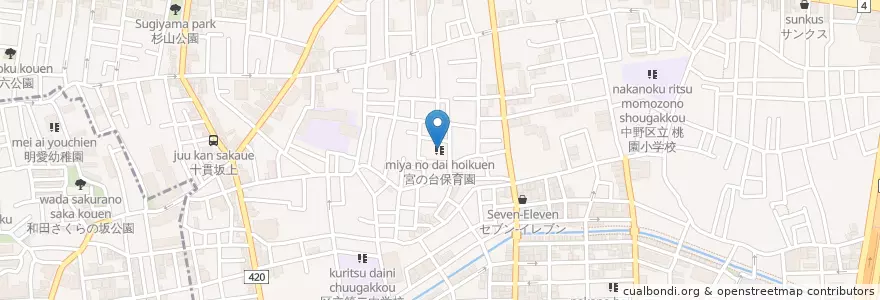 Mapa de ubicacion de 宮の台保育園 en 日本, 东京都/東京都, 中野区.
