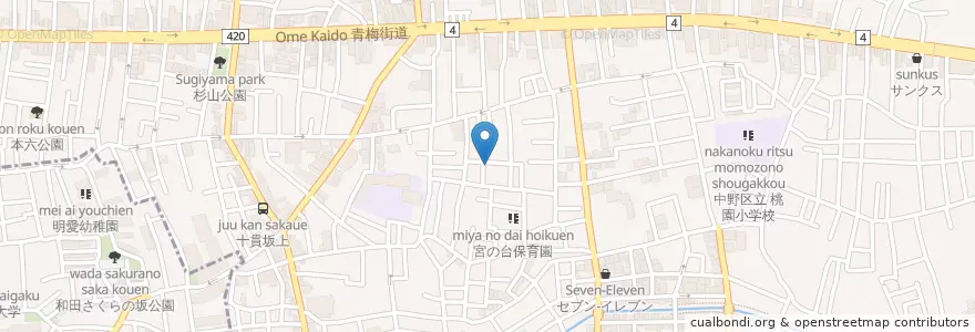 Mapa de ubicacion de 宮の台児童館 en Japão, Tóquio, 中野区.