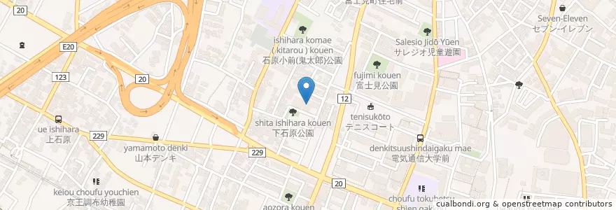 Mapa de ubicacion de 富士見保育園 en Japan, Tokio, 調布市.