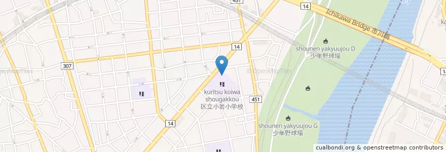 Mapa de ubicacion de 小岩第一幼稚園 en ژاپن, 東京都, 江戸川区.