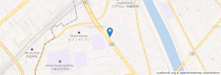 Mapa de ubicacion de 小岩警察署上一色駐在所 en ژاپن, 東京都.