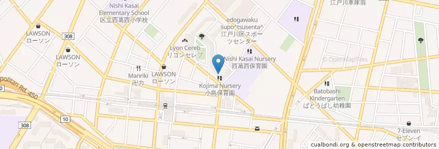 Mapa de ubicacion de 小島保育園 en Япония, Токио, Эдогава.