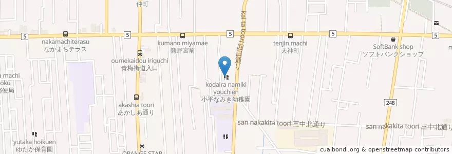Mapa de ubicacion de 小平なみき幼稚園 en 日本, 東京都, 小平市.