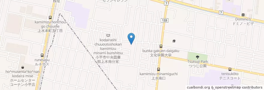 Mapa de ubicacion de 小平上水南郵便局 en ژاپن, 東京都, 小平市.