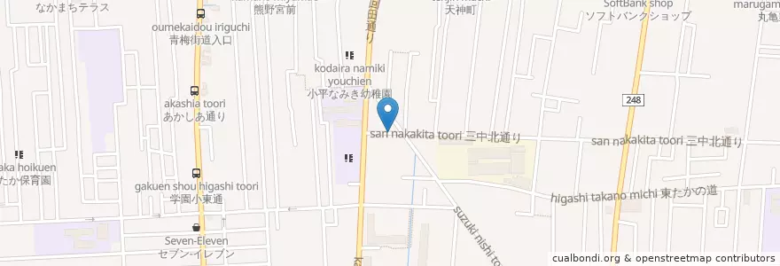 Mapa de ubicacion de 小平天神郵便局 en Japon, Tokyo, 小平市.