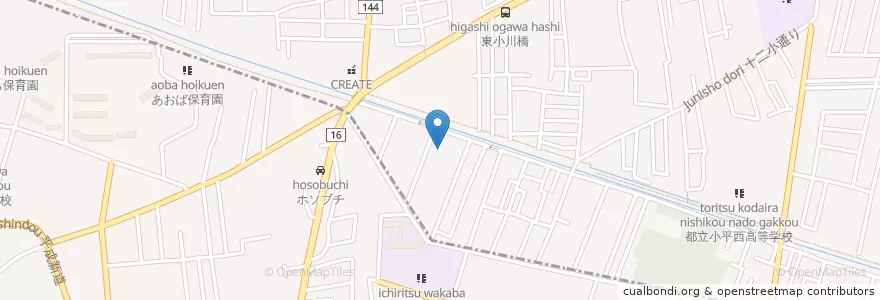 Mapa de ubicacion de 小平姫百合幼稚園 en Japonya, 東京都, 小平市.