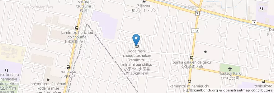 Mapa de ubicacion de 小平市中央図書館上水南分室 en ژاپن, 東京都, 小平市.