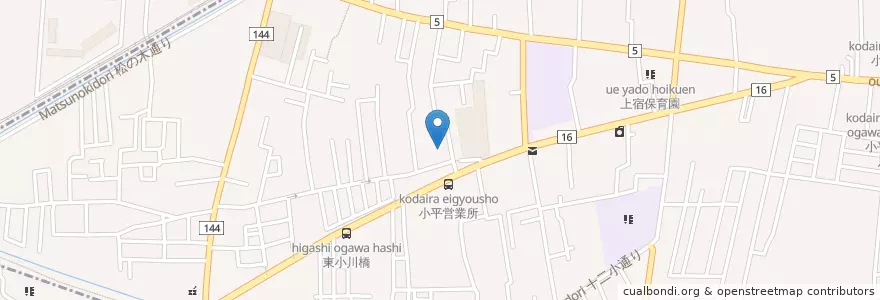 Mapa de ubicacion de 小平市立上宿図書館 en Japan, Tokio, 小平市.