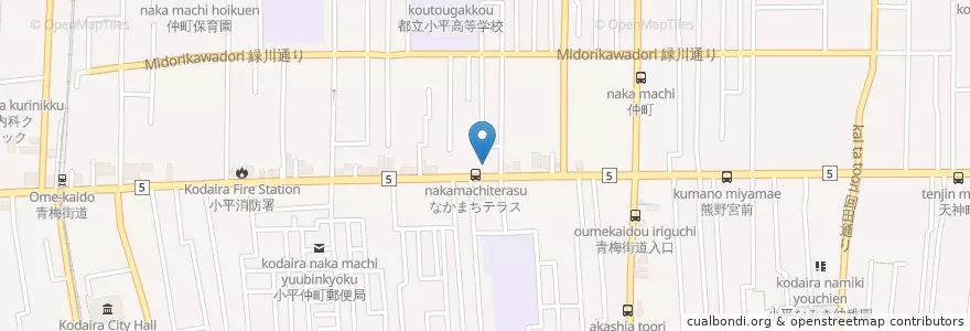 Mapa de ubicacion de 小平市立仲町図書館 en Jepun, 東京都, 小平市.