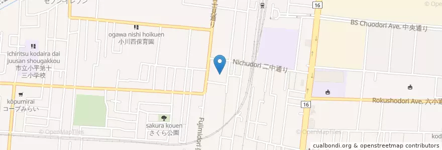 Mapa de ubicacion de 小平市立 小川西町図書館 en Japan, Tokyo, Kodaira.