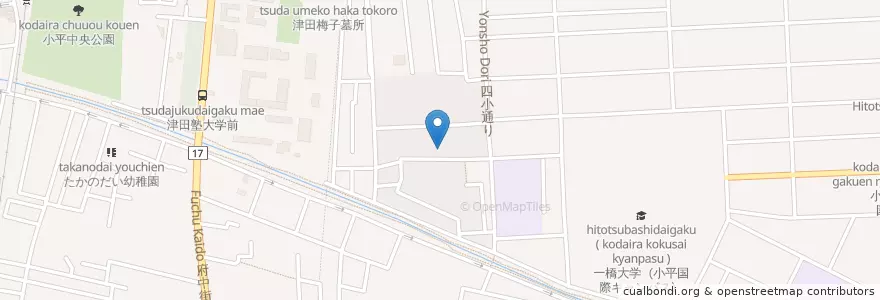Mapa de ubicacion de 小平市立津田図書館 en Japan, 東京都, 小平市.