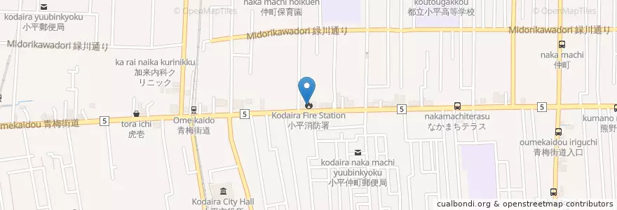 Mapa de ubicacion de 小平消防署 en اليابان, 東京都, 小平市.