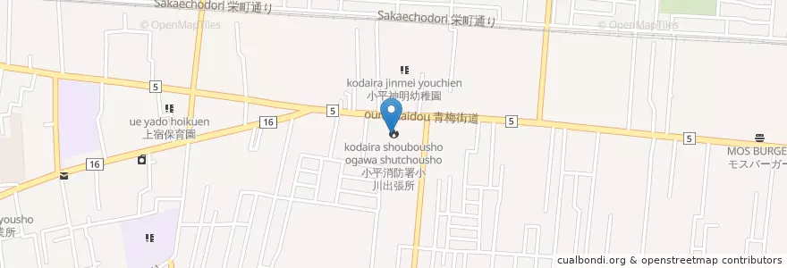 Mapa de ubicacion de 小平消防署小川出張所 en Japan, 東京都, 小平市.
