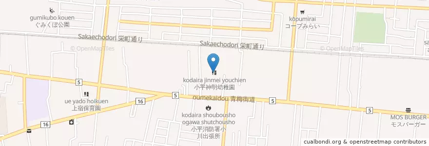 Mapa de ubicacion de 小平神明幼稚園 en Giappone, Tokyo, 小平市.