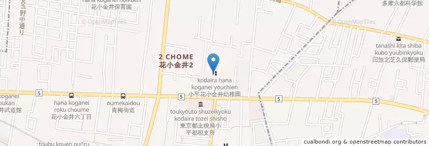 Mapa de ubicacion de 小平花小金井幼稚園 en ژاپن, 東京都, 小平市.