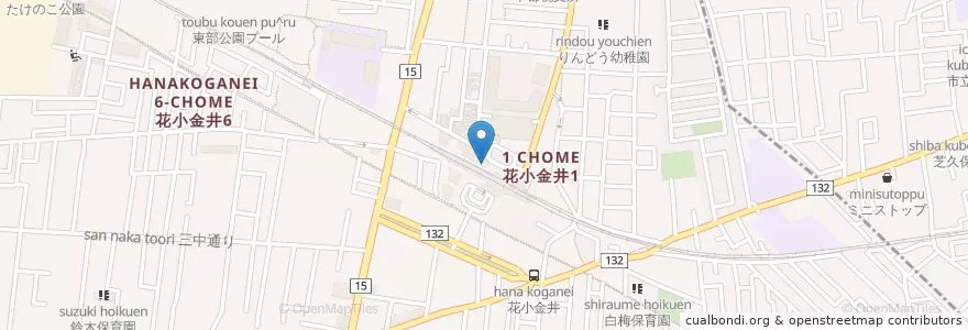 Mapa de ubicacion de 小平警察署花小金井駅前交番 en ژاپن, 東京都, 小平市.