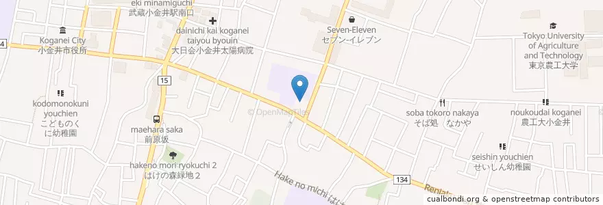 Mapa de ubicacion de 小金井市立図書館 en Giappone, Tokyo, 小金井市.