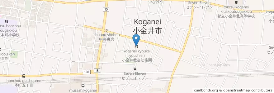 Mapa de ubicacion de 小金井教会幼稚園 en Japonya, 東京都, 小金井市.