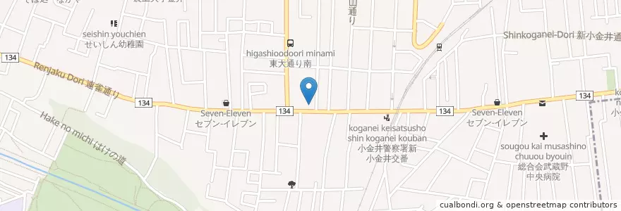 Mapa de ubicacion de 小金井東町郵便局 en Japonya, 東京都, 小金井市.