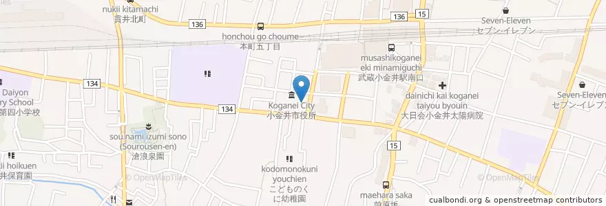 Mapa de ubicacion de 小金井消防署 en Jepun, 東京都, 小金井市.