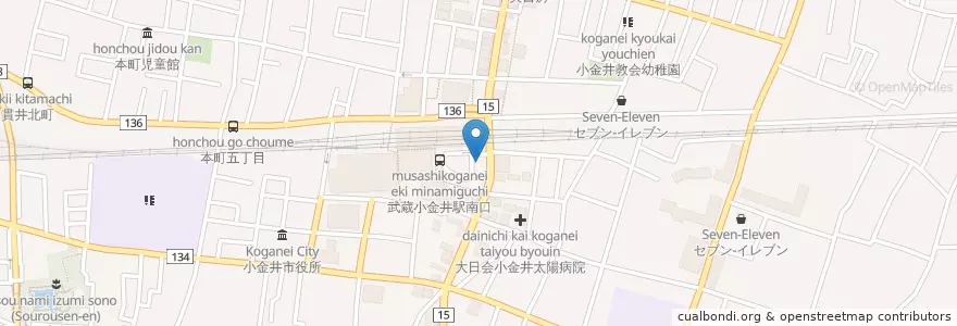 Mapa de ubicacion de 小金井警察署小金井駅南口交番 en Japan, Tokio, 小金井市.
