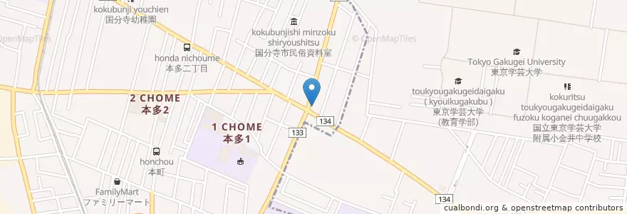 Mapa de ubicacion de 小金井警察署本多交番 en Japão, Tóquio, 国分寺市.