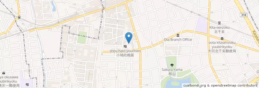 Mapa de ubicacion de 小鳩幼稚園 en Japon, Tokyo, 大田区.