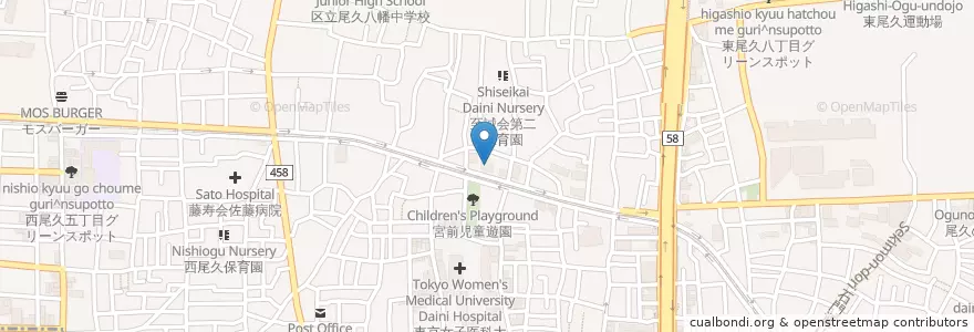 Mapa de ubicacion de 尾久消防署 en Japan, 東京都.
