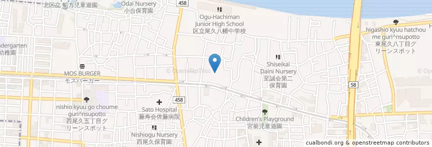 Mapa de ubicacion de 尾久警察署 en Japão, Tóquio.