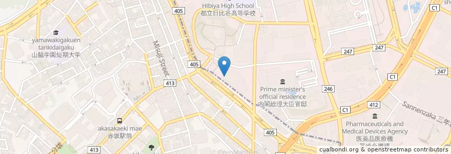 Mapa de ubicacion de 山王パークタワー内郵便局 en Japonya, 東京都.