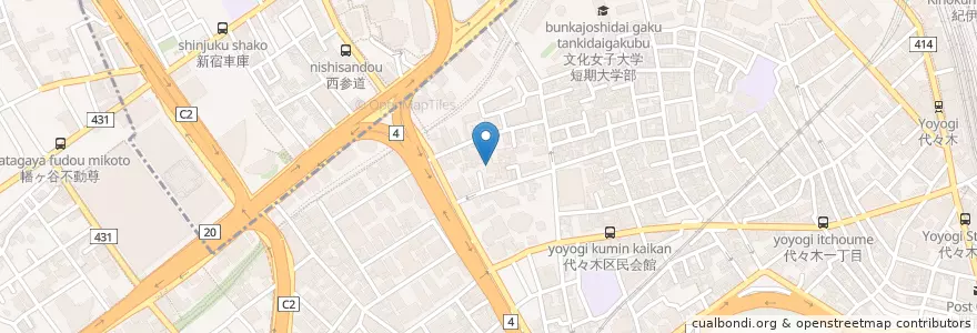 Mapa de ubicacion de 山谷幼稚園 en 日本, 东京都/東京都, 新宿区/新宿區, 渋谷区.
