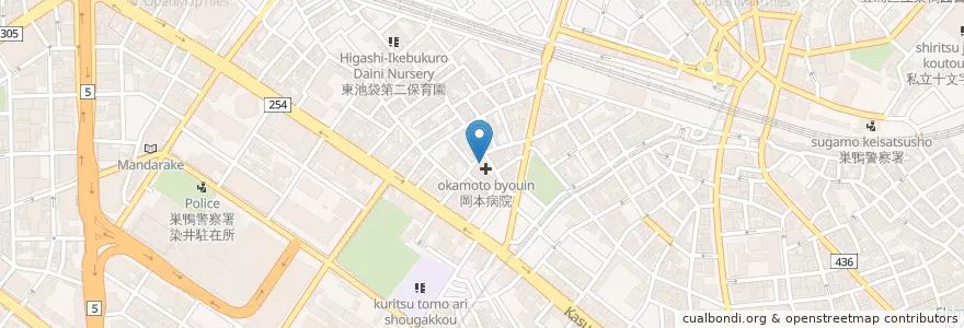 Mapa de ubicacion de 岡本病院 en Япония, Токио, Тосима.