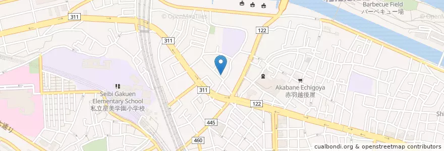 Mapa de ubicacion de 岩渕児童館 en اليابان, 北区.