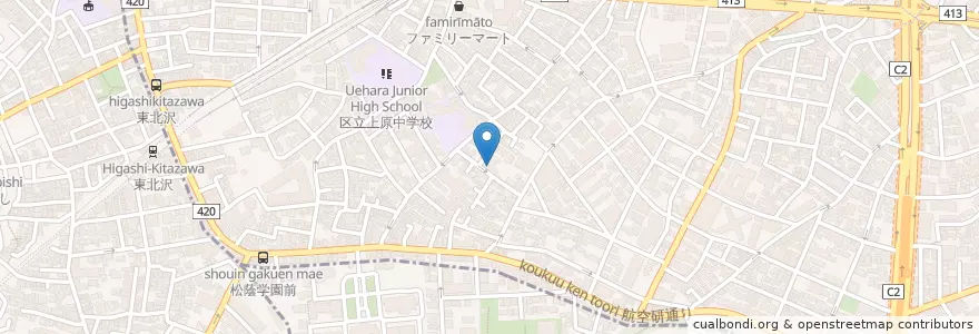 Mapa de ubicacion de 岸辺幼稚園 en 日本, 东京都/東京都, 渋谷区.