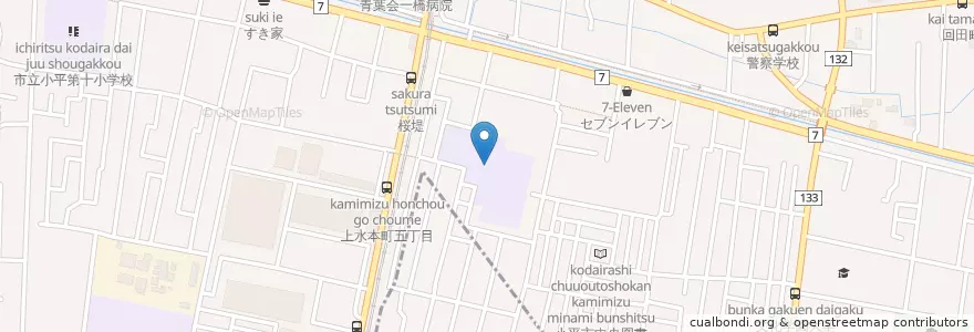 Mapa de ubicacion de 市立上水中学校 en Jepun, 東京都, 小平市.