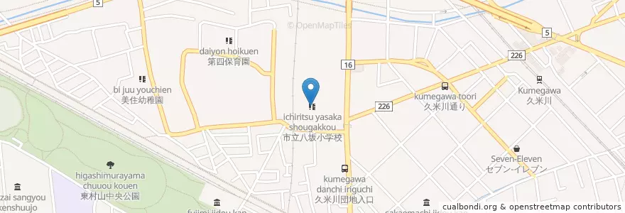Mapa de ubicacion de 市立八坂小学校 en Japão, Tóquio, 東村山市.
