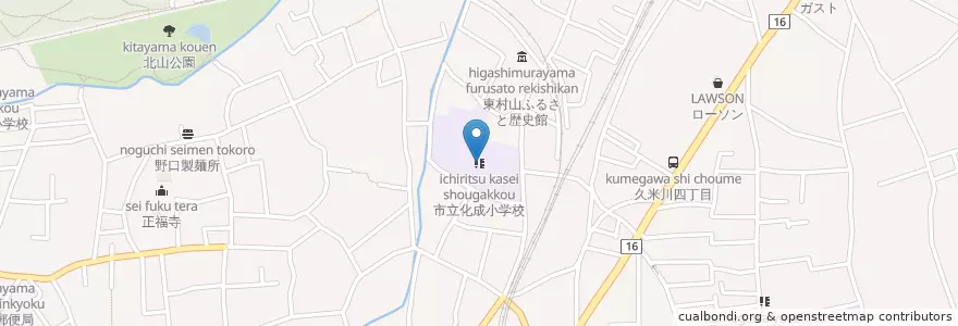 Mapa de ubicacion de 市立化成小学校 en Japon, Tokyo, 東村山市.
