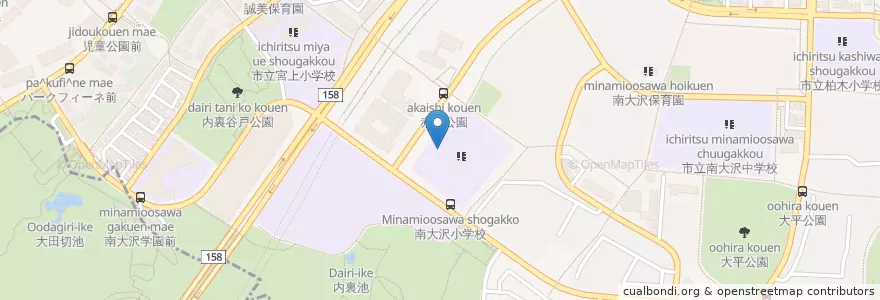 Mapa de ubicacion de 市立南大沢小学校 en اليابان, 東京都, 八王子市.