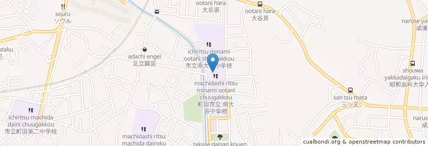Mapa de ubicacion de 市立南大谷中学校 en 일본, 도쿄도, 町田市.